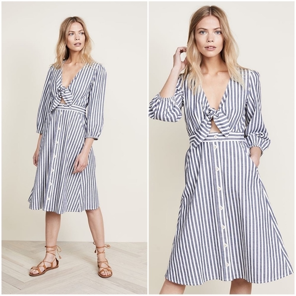 NWOT Madewell Shimmer Stripe Midi Dress Size 6